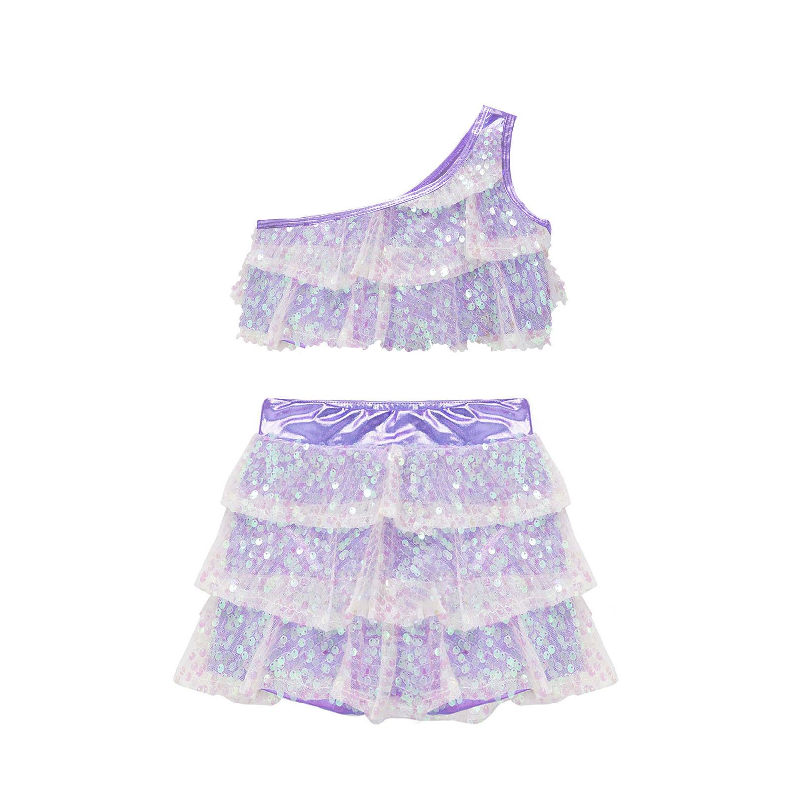 

Детские блестящие танцевальные наряды для девочек без рукавов, укороченный топ на бретелях и юбка, костюм для латинской сцены в стиле хип-хоп, джаз 15-16 Years