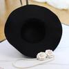 Bridal Victorian Hat Camellia Pearls Handmade Head Cover Dark Trim Vintage Fascinator Decoration For Engagement Party