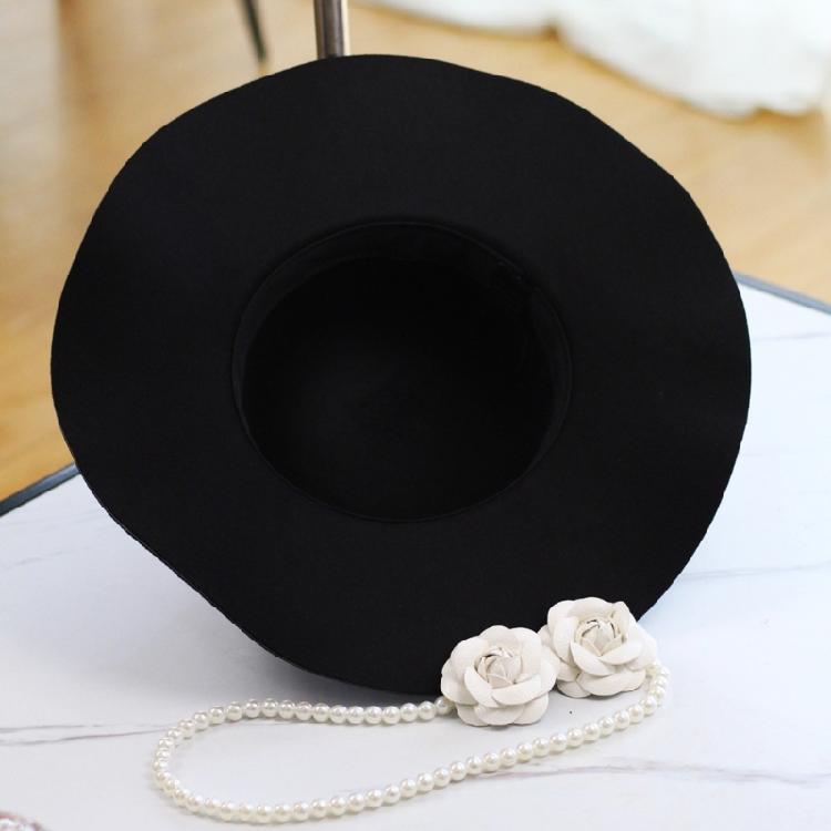 Bridal Victorian Hat Camellia Pearls Handmade Head Cover Dark Trim Vintage Fascinator Decoration For Engagement Party