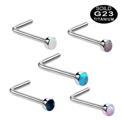 Fashion Faux 18G Opal G23 Solid Titanium Nose Lip Stud Ring Women's Charming Piercing Jewelry