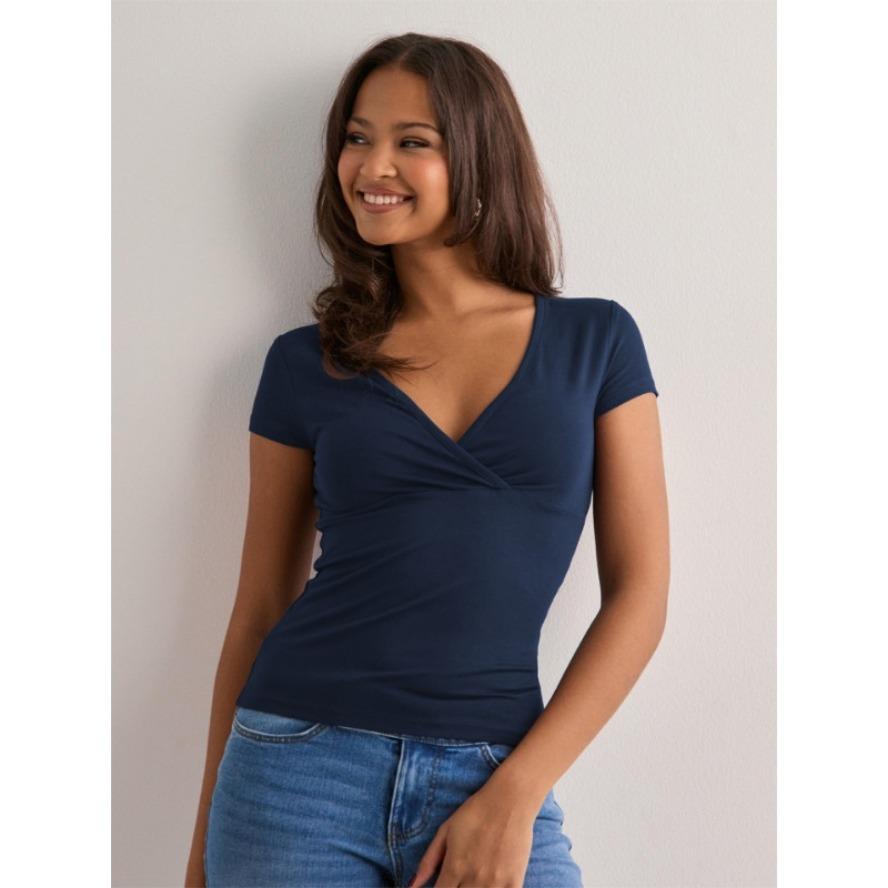 

YYFS женские модные повседневные летние весенние однотонные блузки и рубашки с короткими рукавами и v-образным вырезом с принтом M тёмно-синий