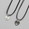 2pcs Heart Cross Cat Pendant Necklace Couple Black Rope Choker Necklace Jewelry