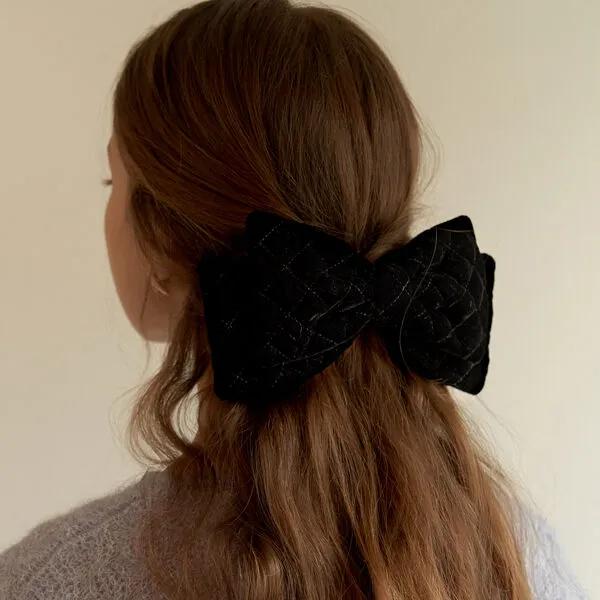 Merry Quilted Velvet Ribbon Hairpin_HB0100