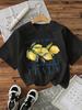 Grafisches Zitronenprint-T-Shirt Kurzarm Rundhalsausschnitt Lässiges Oberteil für Sommer Frühling Mode Damenbekleidung