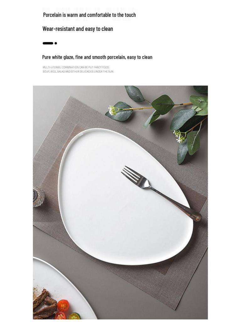 Light Luxury Japanese Ceramic Triangle Plate - Elegant Western-Style Dinnerware for Home or Commercial Use