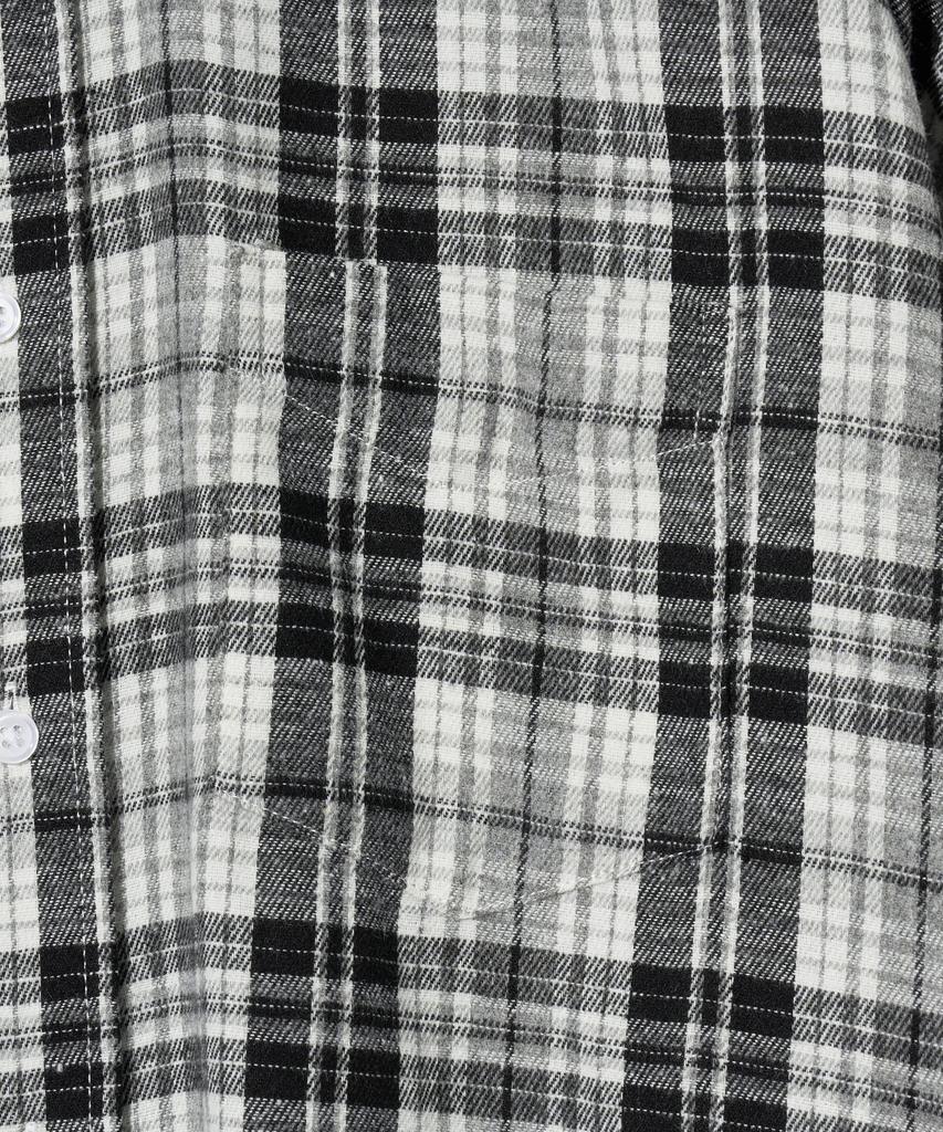 STANDARDERROR 87-Stan134 Soft Misty Oversized Pocket Long Sleeve Check Shirt Black