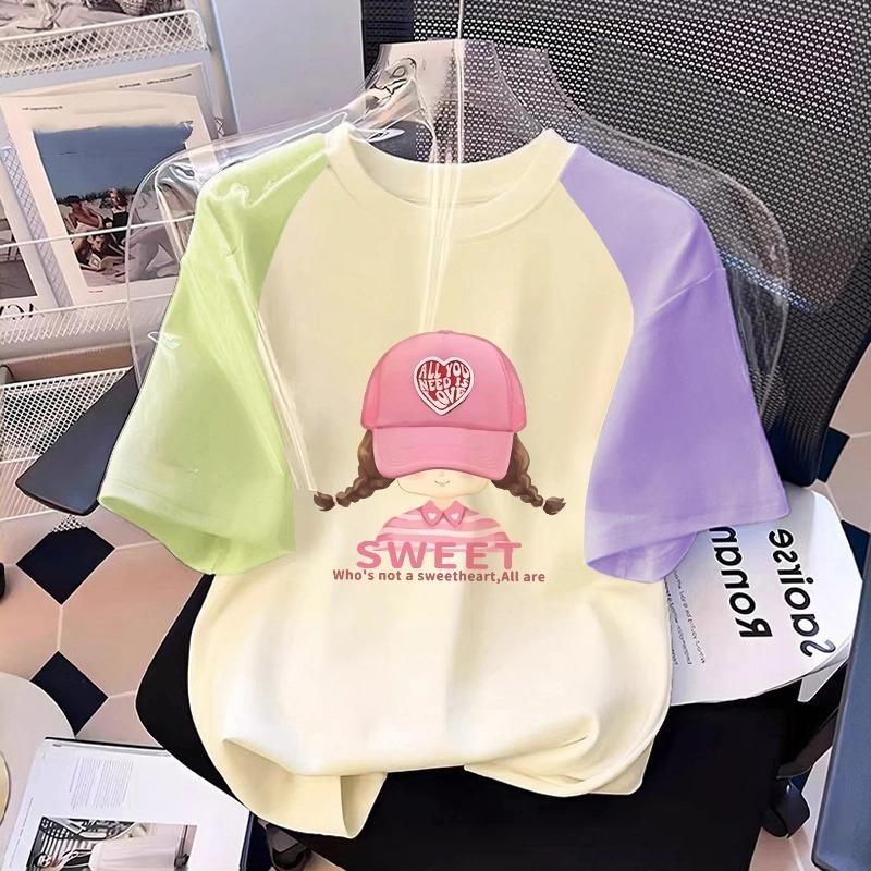 Cartoon Kinderen Volwassenen Bedrukt T-shirt Zomer Dames Mode Korte Mouwen T-shirt Top Meisje Pullover Kleding