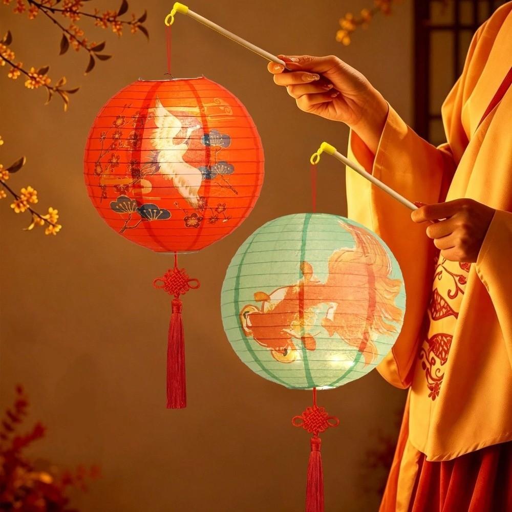 Folding Mid-Autumn Paper Lanterns Luminous DIY Handheld Lanterns Chinese New Year