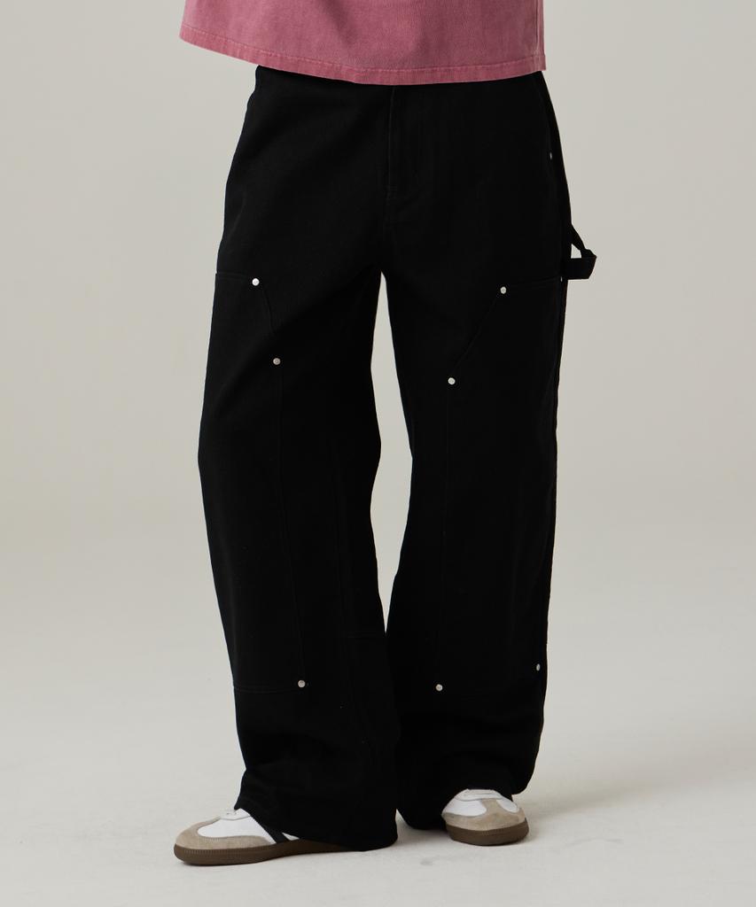 URBANAGE [2Pack] Cotton Carpenter Wide Pants 3 Colors