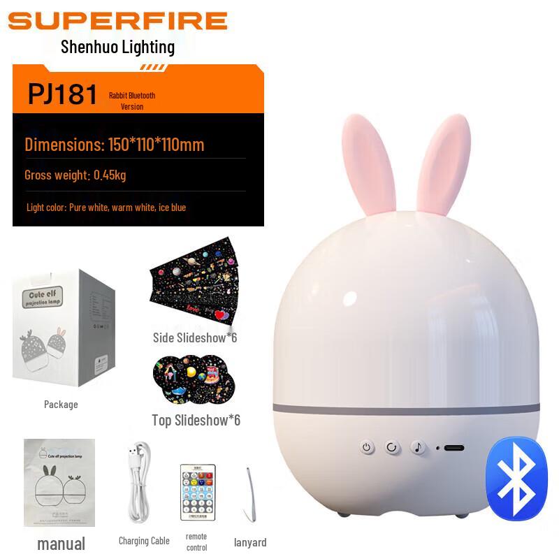 SupFire PJ181 Pink Rabbit Star Projector Night Light