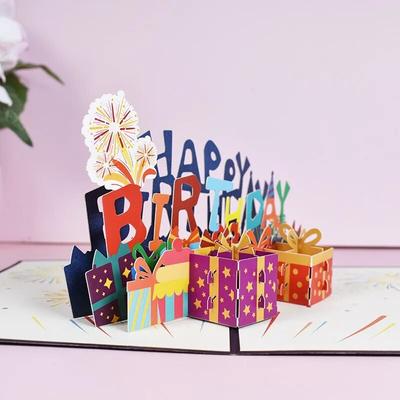 3D Pop-Up Cards Flowers Birthday Card Anniversary Gifts Postcard Maple Cherry Tree Wedding Invitations Greeting Cards