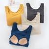 Women's Square Neck Long Sleeve Top with Built-in Bra Pads - Slim Fit for Early Autumn/Spring/Winter