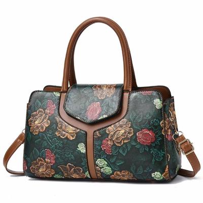Umhängetasche für Damen, Retro-Blumenmuster, Umhängetasche aus PU
