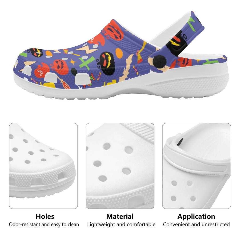Women Men EVA Garden Clogs Printed Lightweight Breathable Slip On Shoes Beach Pool Bathroom Home Casual Outdoor Wear