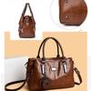 Retro European and American Style Women's Bag, Large Capacity, Soft Leather, Color-blocked, Handbag, Crossbody Bag, Commuter Bag.