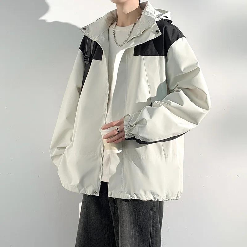 

Мужская осенняя повседневная водонепроницаемая куртка для активного отдыха, модная ветровка с капюшоном, пальто для скалолазания, походов, кемпинга, унисекс, куртка на молнии Asian XXXL белый