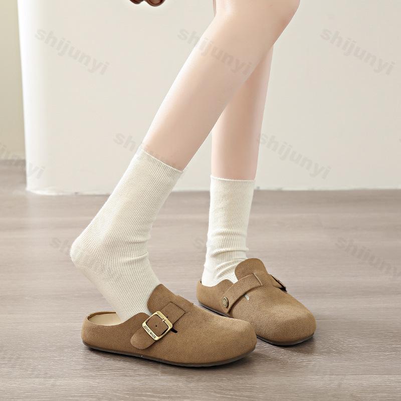 Fashion Woman Retro Suede Clog Slippers Women's Soft Cork Sole Comfortable Casual Mules Indoor & Outdoor Non-Slip Fashion Home Slippers
