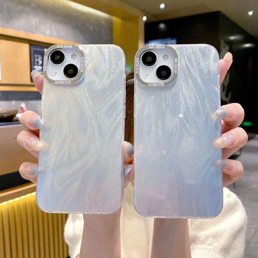 Applicable To Apple 16PRO Protective Case 11 Electroplated Frame Feather Yarn Business Mobile Phone Case Iphone15PRO Mobile Phone Hard Case