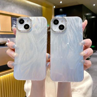 Applicable To Apple 16PRO Protective Case 11 Electroplated Frame Feather Yarn Business Mobile Phone Case Iphone15PRO Mobile Phone Hard Case