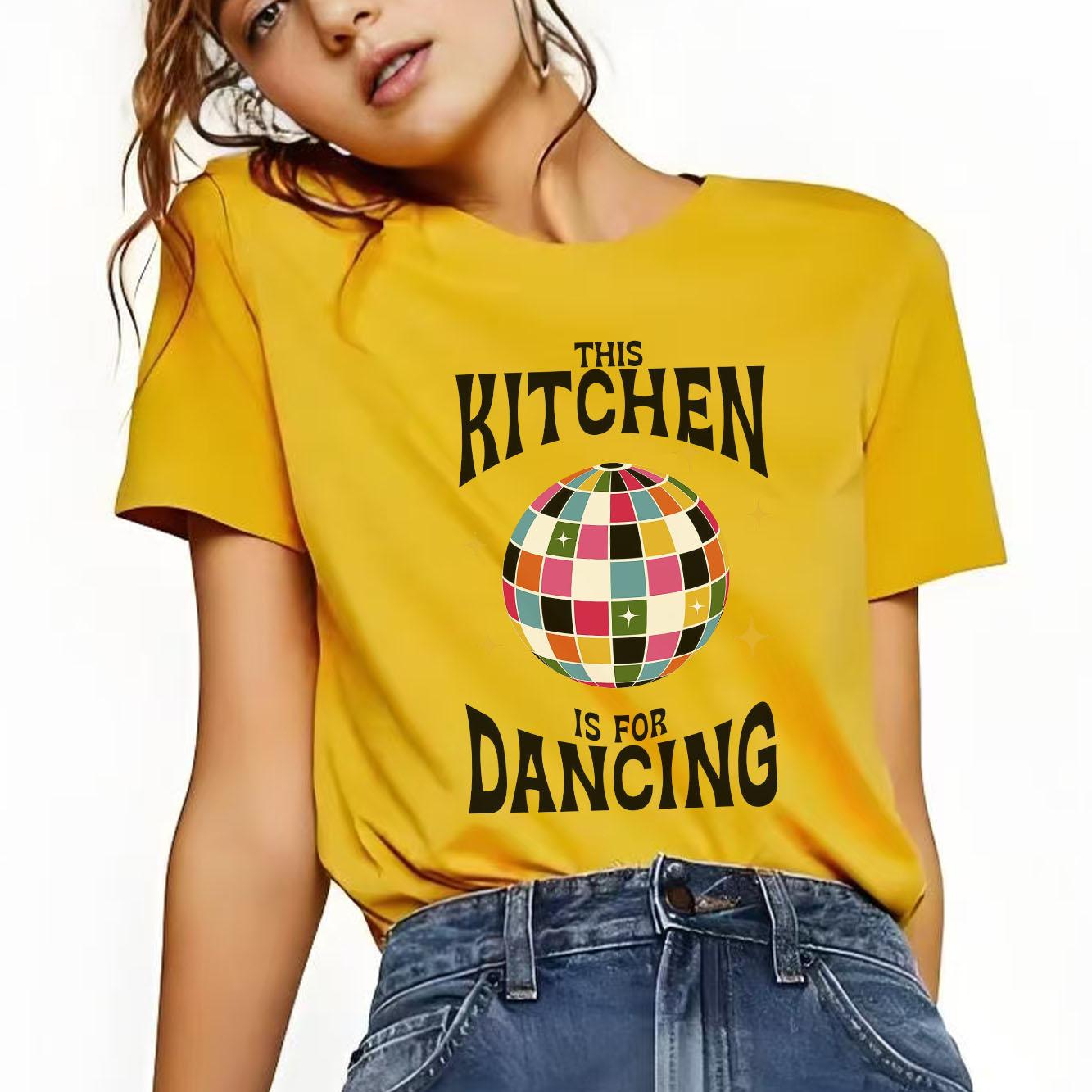 Fashionable cartoon letter flower printed Tshirt casual short sleeved suitable for all seasons versatile Womens Tshirt S