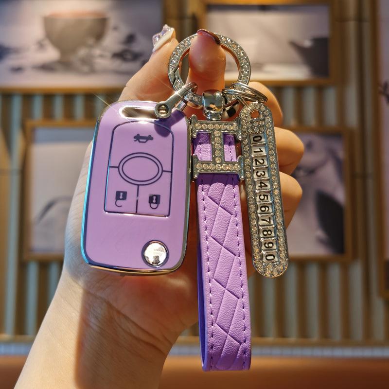 Buick Excelle Schlüsselhülle (09/11/13/15 Modelle) - Kompakte Autoschlüsseltasche mit Schnalle