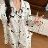 Cartoon Sausage Dog Plus Size Women's Long Sleeve Pajama Set for Spring/Autumn