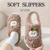 Autumn and Winter Non-slip Thick-bottomed Piled Warm Cartoon Fluffy Slippers 2025 New Cotton Slippers