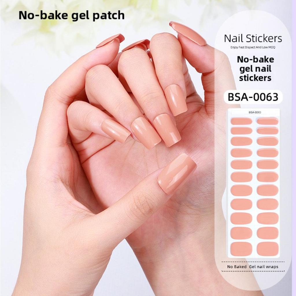 Nail Art Sticker Free Baking Solid Color Semi-Curing Nail Sticker