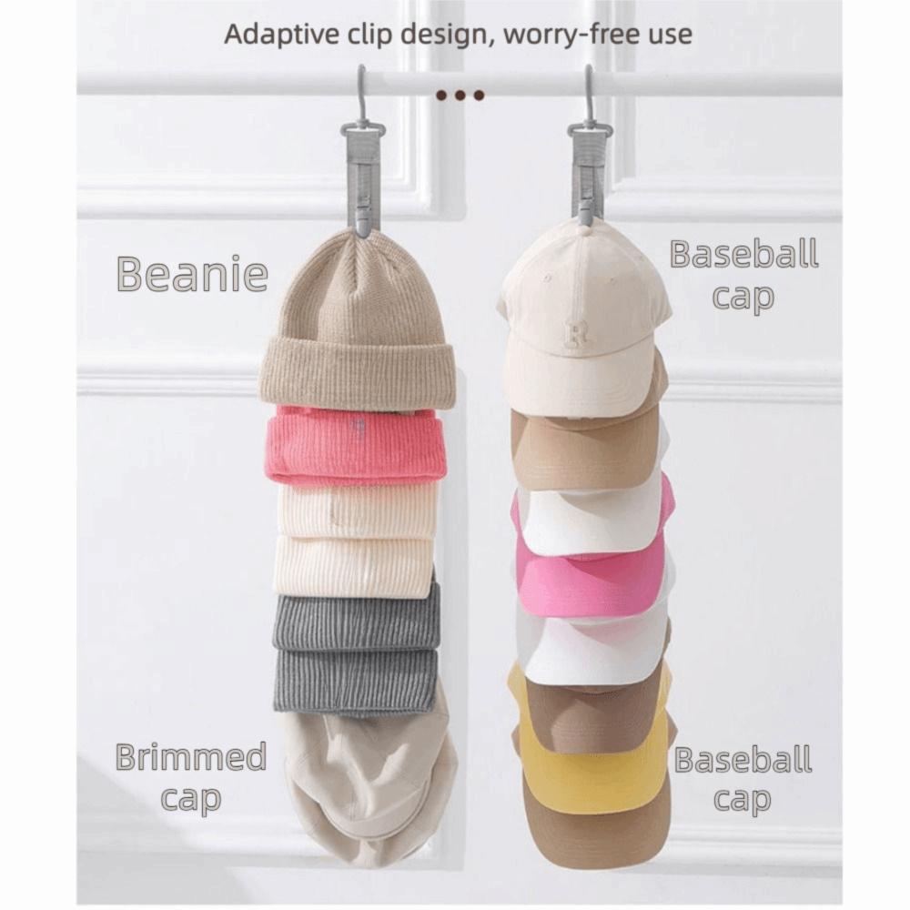 Metal Hanging Hat Storage Clips Holder with 8 Non-Slip Clips Cap Storage Hooks  Door