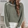 Suéteres Casuales de Moda para Mujer Otoño Invierno Manga Larga Cuello Alto