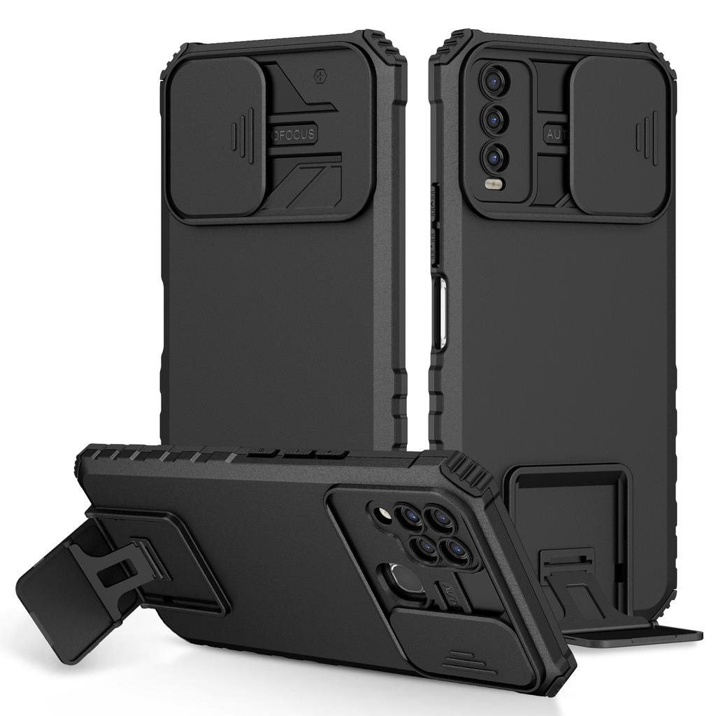 Shockproof Case For VIVO Y95 Y93 Y91i Y91C Y76S Y72 Y53S 5G Slide Camera Lens Protection Stand Phone Cover For Y50 Y30 Y20S Y20i