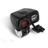Motorcycle Handlebar Mount 12V Dual Usb Charger With Led Voltmeter & Thermometer