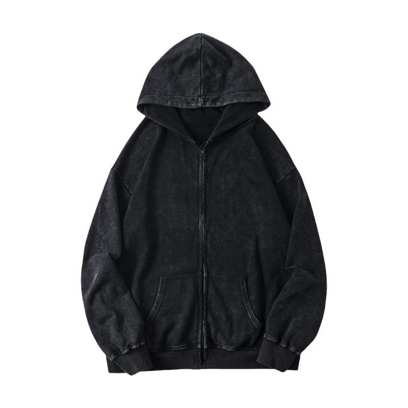 Wind Cardigan Sweater Men Washed Old Hooded Loose Coats with Ancient Lovers.