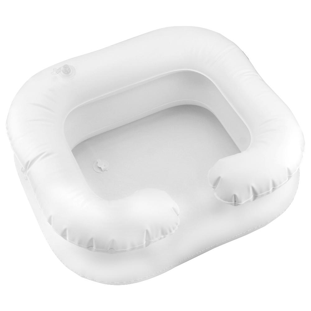 Inflatable Shampoo Basin Tub Shampoo Tray Bed Rest Nursing Aid Sink Hair Washing Basin for The Disabled With Drain Tube Portable PVC