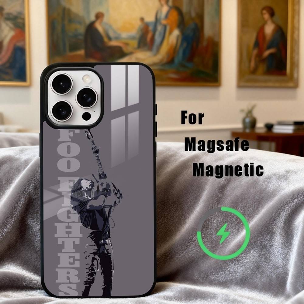 Альтернативный чехол для телефона группы F-Foo F-Fighters для iPhone17,16,15,14,13,12,11 Plus,Pro Max Магнитный для беспроводной зарядки Magsafe iPhone15PRO