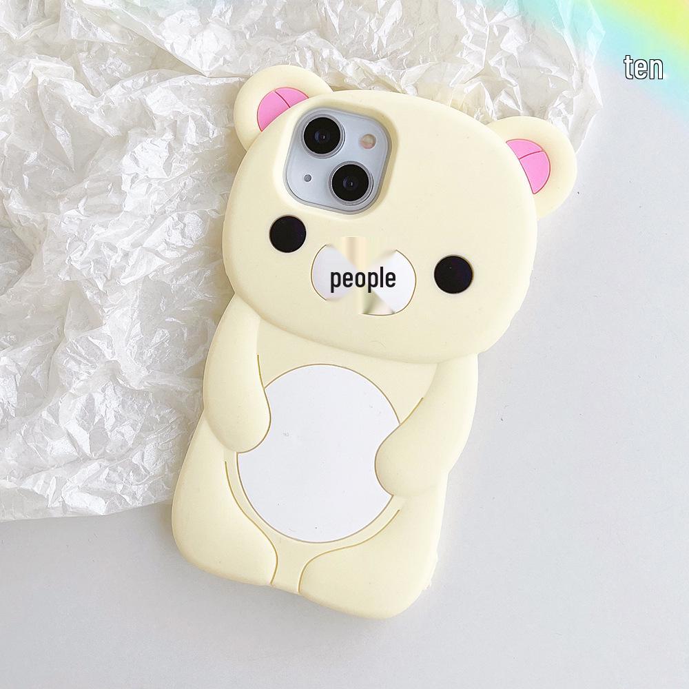 3D Cartoon Bear & Plum Blossom Cat Paw Silicone Case for iPhone 16/15/14 Pro Max