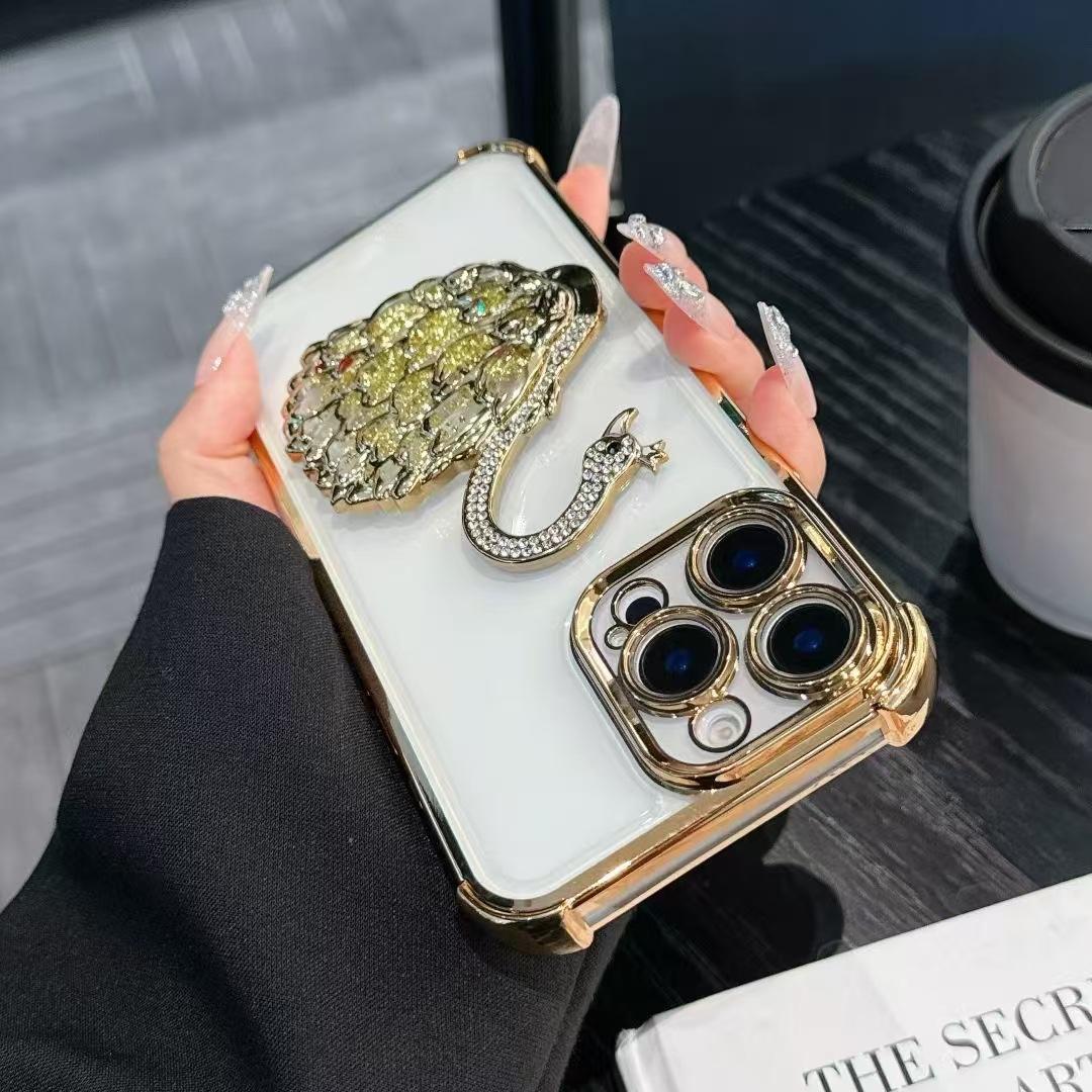 

Подходит для чехла для мобильного телефона iPhone16ProMax Подставка-лебедь 1413 Apple 15 Четыре угла Противоударный Ощущение iPhone6plus