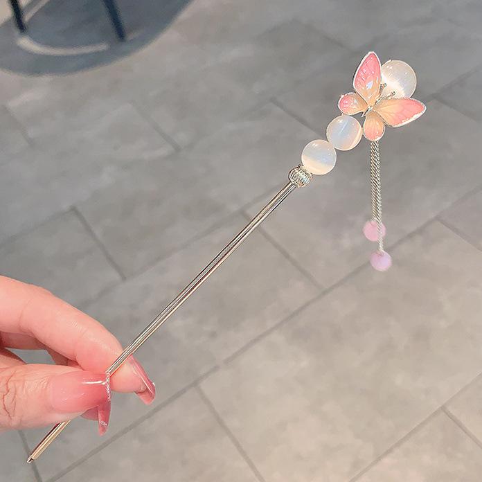 Four Seasons Chinese Tassel Hairpin: Ancient Style Hanfu with Fresh Pearl and Jiangnan Classical Cheongsam Hair Accessory