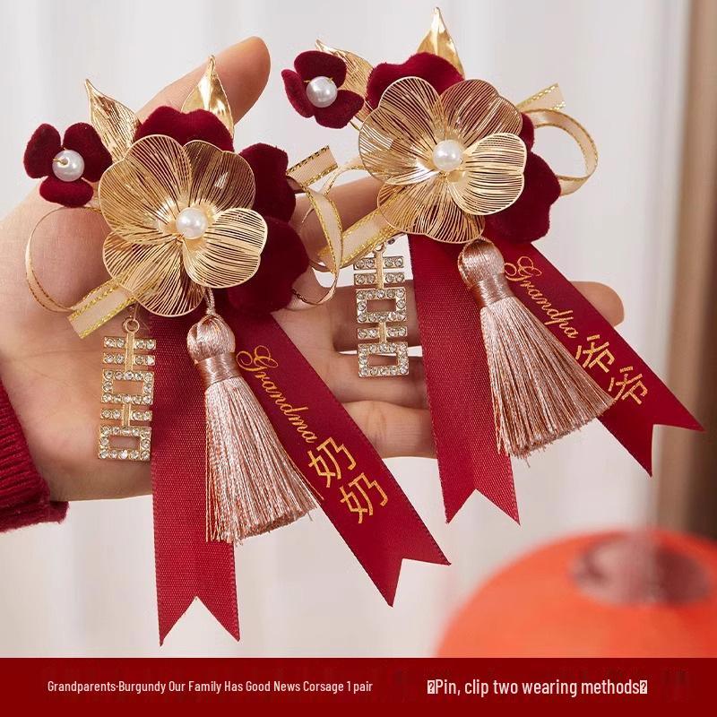Komplettes Hochzeits-Ansteckblumen-Set für Braut, Bräutigam & Familie - Florale Accessoires vor der Hochzeit