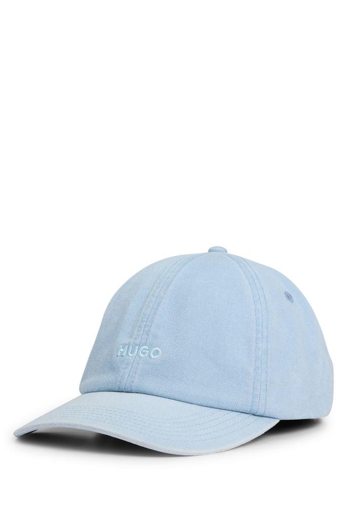 [HUGO] Cotton Twill 6 Panel Cap with Logo Embroidery, Men's, One Size, Light Blue