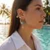 5Pcs/Set Boho Turquoise Ocean Earring Set for Women Starfish Dangle Ear Cuff Curated Ear Stack Summer Beach Jewelry Gift