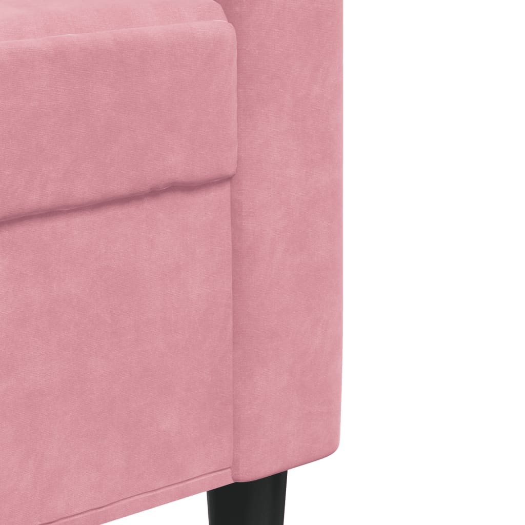 4 Piece Sofa Set with Cushions and Neck Rolls Pink Velvet