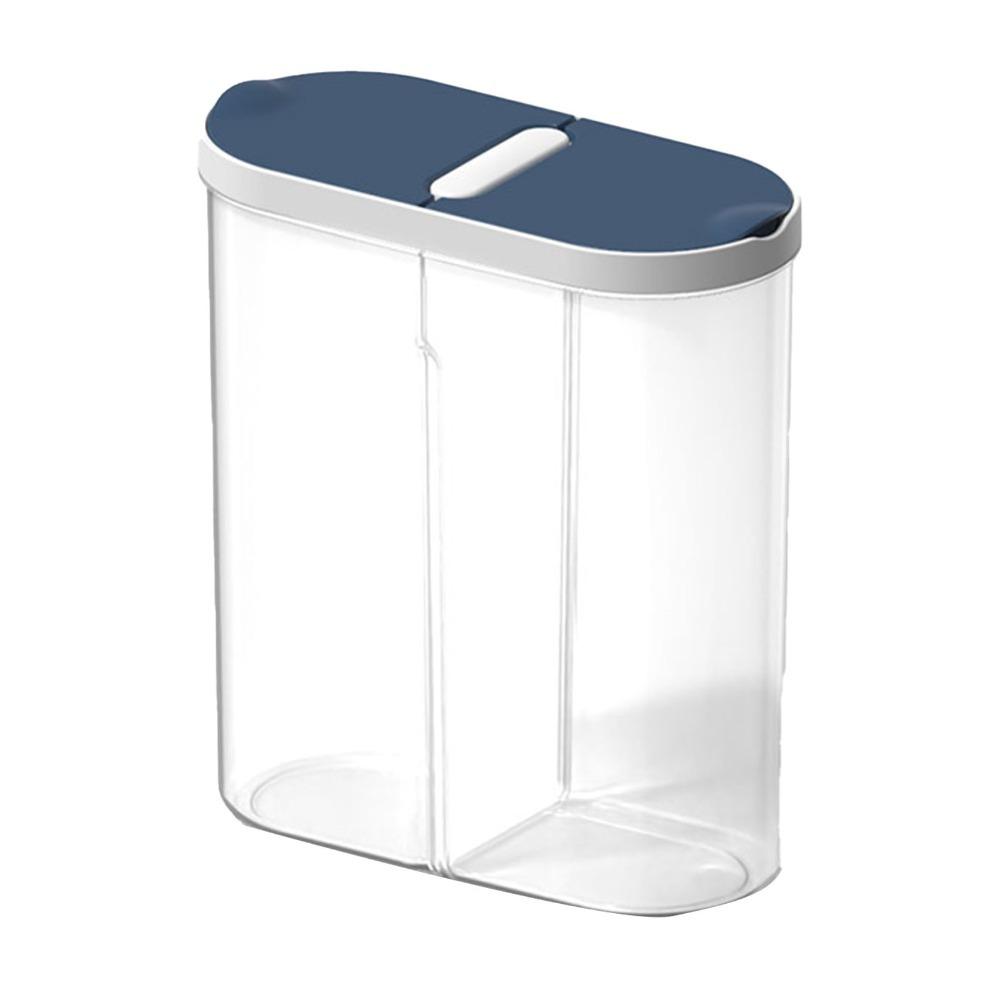 

PP Cereal Container Airtight Design Space Saving Cereal Dispenser Divided Storage Blue Rice Dispenser Kitchen Use