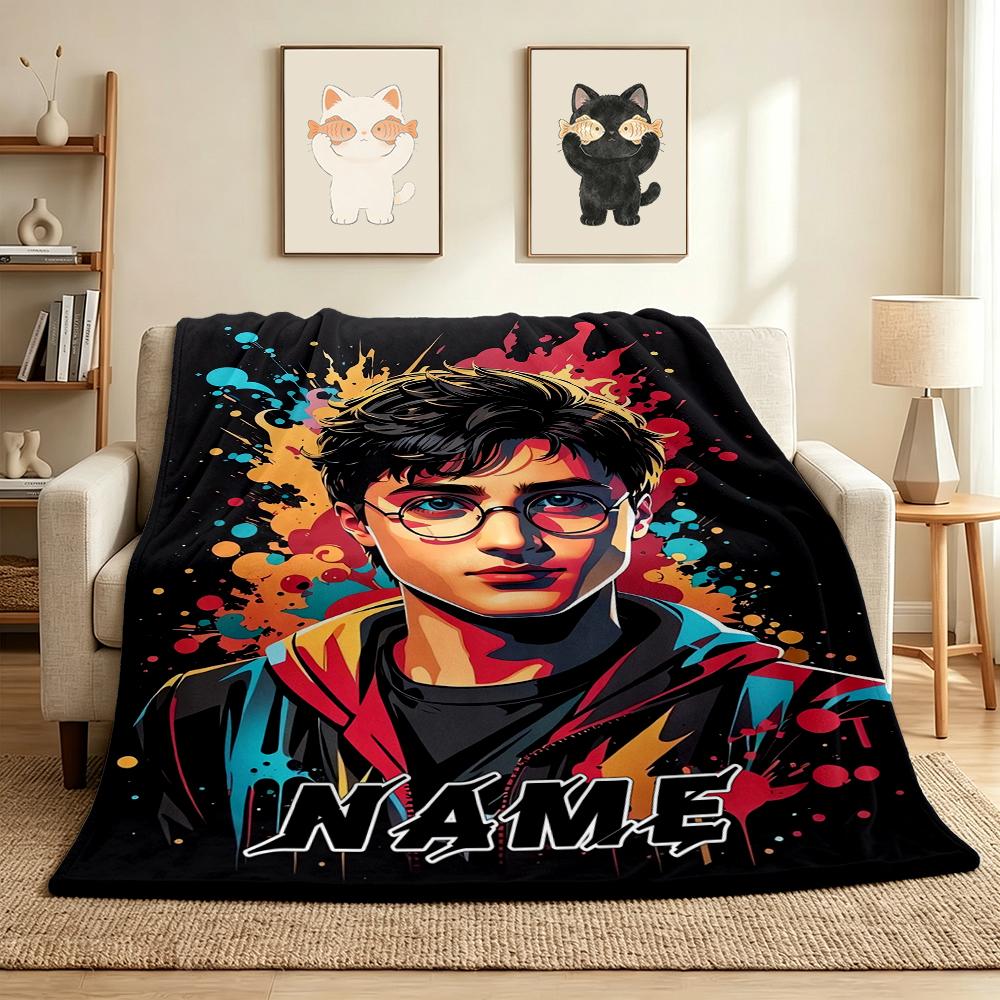 Custom Name Harry Potter Flannel Blanket Throw Blanket Soft Warm Sofa Bed Home Decor Unique Gift