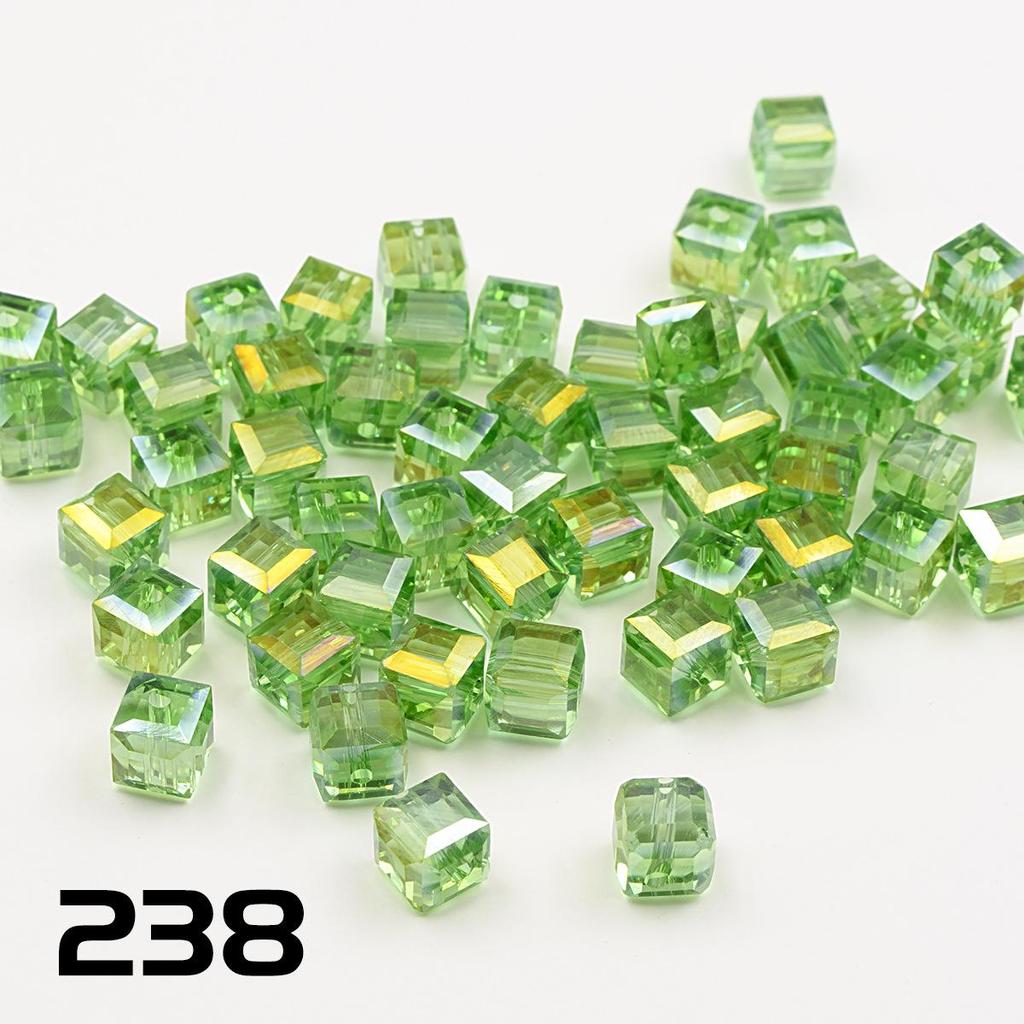 50pcs 8mm High Transparency Colorful Square Glass Beads for Phone Chain & Bracelet Making