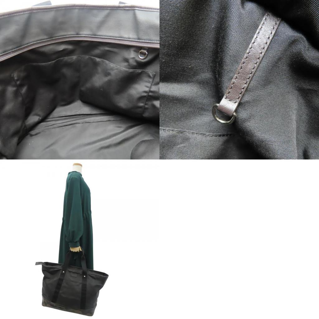 Used COACH Tote Bag Weekend Tote F70832 Signature PVC Coated Canvas Black Green System Camouflage