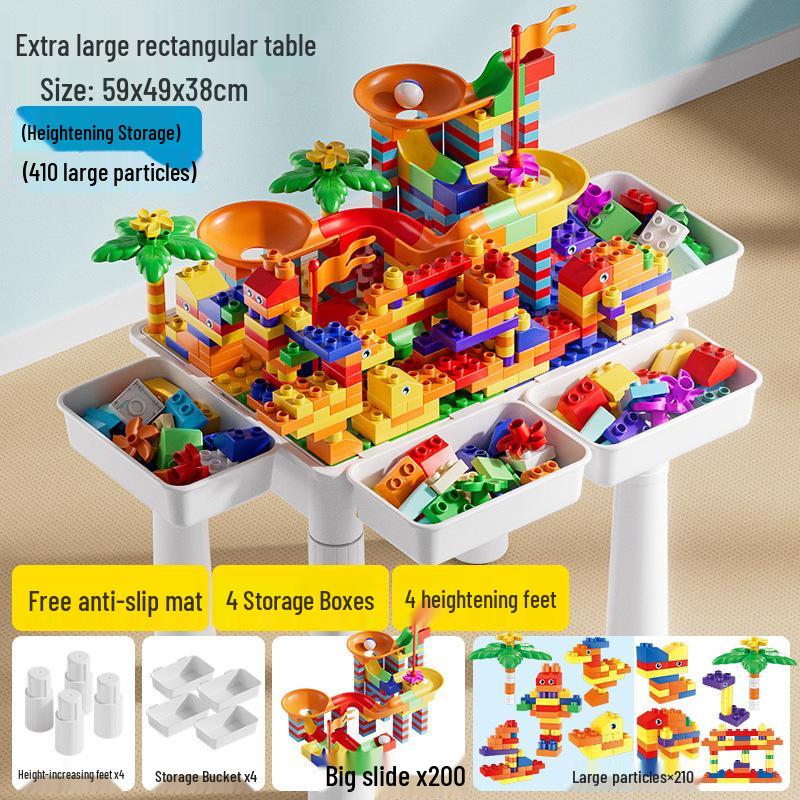 Large Multifunctional Building Block Table for Children's Early Education, Compatible with Lego