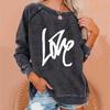 Women S Round Neck Long Sleeve Love Print Casual Sweatshirt