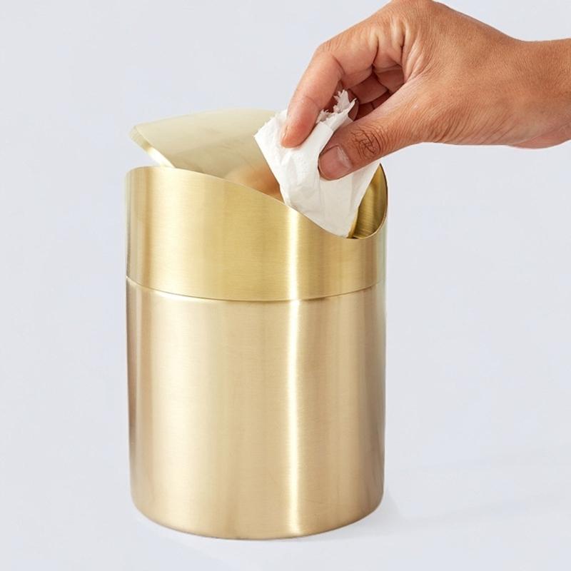 Elegant Mini Trash Can with Swing Lid 1.50L Capacity Perfect for Small Space and Personal Use