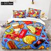 Creative Fast Food Duvet Cover Pizza Hamburger Print Comforter Cover Microfiber Bedding Set King Queen for Kids Teen Room Decor